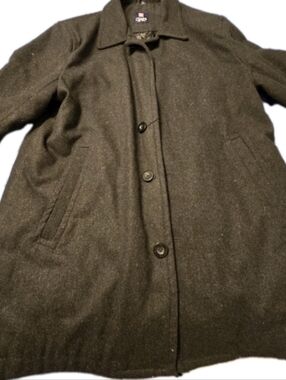 Chaps Mens Wool Blend Coat Jacket Black Button Front L Classic